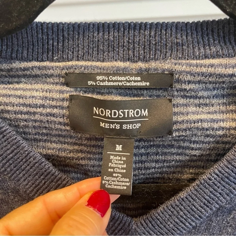 NORDSTROM Cotton Cashmere Blend Pullover Sweater Men’s Sz M Blue